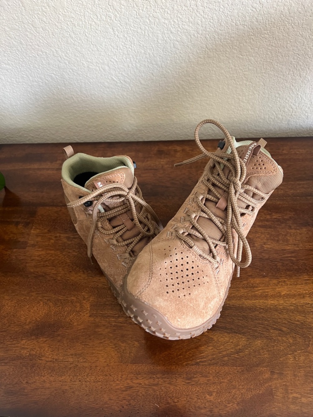 Merrell Women's Tan Suede Lace-Up Hiking Boots